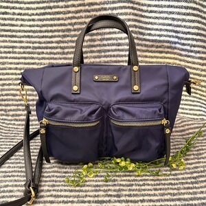 Tutilo NewYork Blue Nylon Crossbody Tote Bag Medium Carry all Lightweight Travel